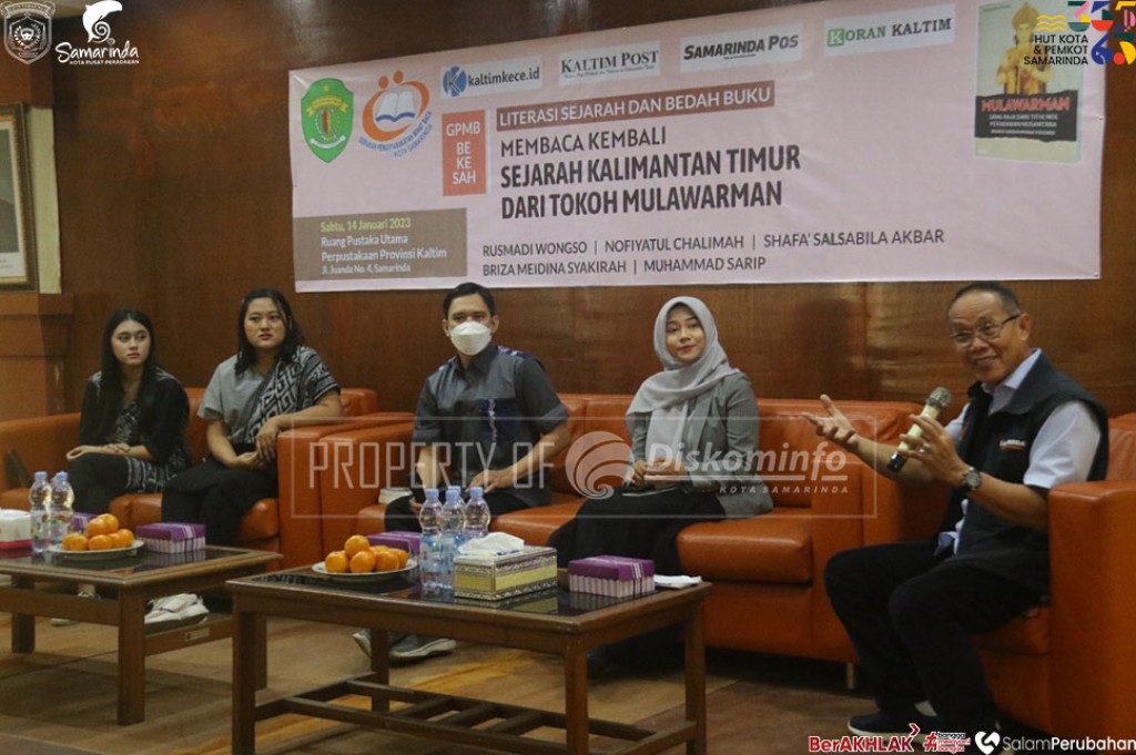 Tampil Energik dan Ala Mileneal, Rusmadi Host Bedah Buku Mulawarman Sang Raja dari Titik Nol Peradaban Nusantara